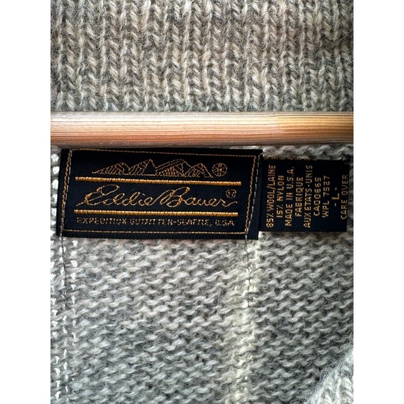 Vintage Eddie Bauer Shawl Neckline Sweater Mens Large WOOL - Picture 3 of 6